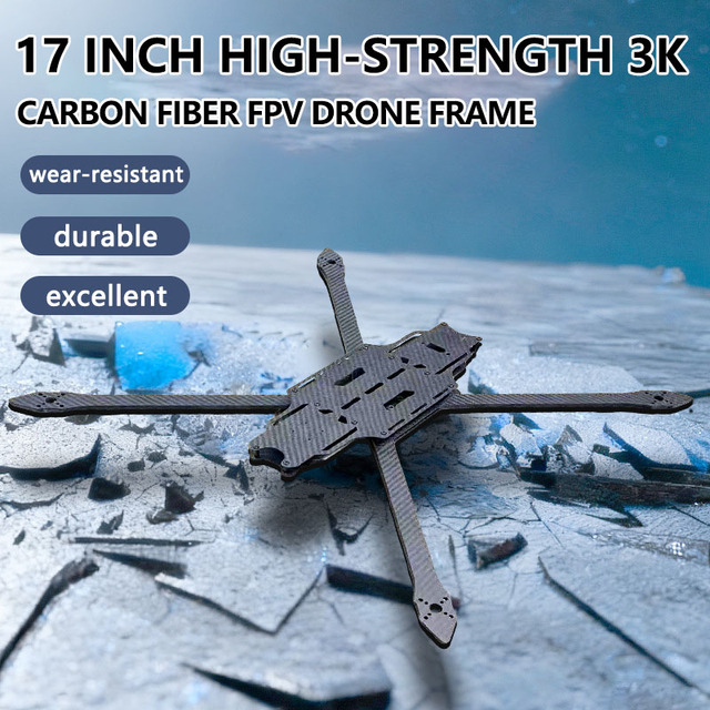 17inch 3K Carbon Fiber Quadcopter Frame Wear-Resistant Durable Replacement FPV Racing Drone Kit