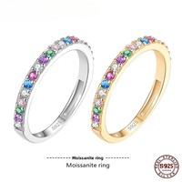 Bague Éternité Arc-en-ciel en Argent Sterling S925 avec Moissanite, Bicolore Argent et Or, Bijou Tendance pour Femme, Idée Cadeau