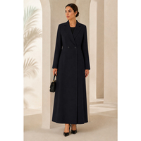 Blazer Abaya en Tissu Crêpe Noir, Modeste, Islamique, Structuré, Manteau Long, Fabrication OEM de Haute Qualité