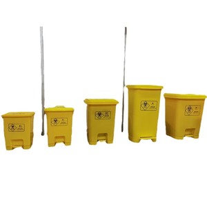 Yellow Medical Waste <b>Bin</b> 15L 20L 30L 40L 50L 60L Foot Pedal Rectangular HDPE Indoor Outdoor Hospital Use - Product Image 5