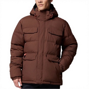 Custom Embroidered Skin Puffer <b>Jackets</b> <b>Mens</b> Cotton Filled Windproof Breathable Canvas Hooded Winter Outerwear Multiple <b>Utility</b> - Product Image 3