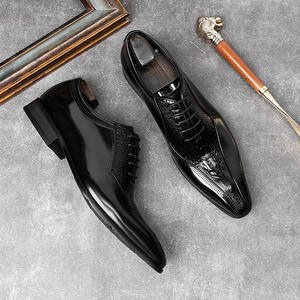 Zapatos de Vestir Formales de Negocios para Hombre, con Punta en Pico, de Cuero Genuino, Suela Suave, Estilo Británico, para Novio, Hechos a Medida - Product Image 1