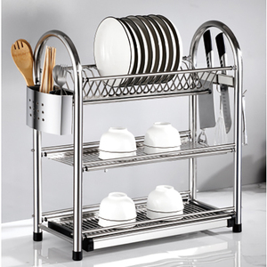 Escurridor de Platos de Acero Inoxidable de 3 Niveles con <span class=keywords><strong>Bandeja</strong></span> Recolectora de Agua y Soporte <span class=keywords><strong>para</strong></span> Utensilios, Organizador de Almacenamiento <span class=keywords><strong>para</strong></span> Cocina - Product Image 2