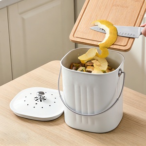 White Rectangular Food Waste Storage Bucket With Lid For <b>Kitchen</b> Indoor Use - Product Image 3