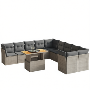Set Divano da Giardino Grigio con Cuscini, Resistente ai Raggi UV, in Rattan PE, Arredamento da Esterno dal Design Contemporaneo, Impermeabile - Product Image 1