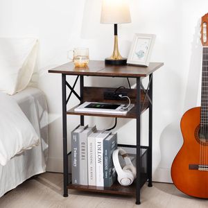 Support de tourne-disque avec station de charge, grand support de <span class=keywords><strong>plateau</strong></span> tournant avec armoire de rangement - Product Image 2