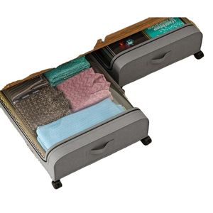 กล่องเก็บของใต้เตียงพร้อมล้อเลื่อน กล่องเก็บเสื้อผ้าพร้อมฝาปิดกันฝุ่นสำหรับเสื้อผ้า รองเท้า ผ้าห่ม - Product Image 5