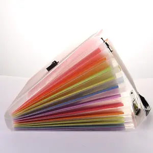 Venta al por mayor de plástico PP con capas de colores arcoíris, soporte para documentos A4, bolsa de almacenamiento de archivos de escritorio, organizador de 12 bolsillos, carpeta de archivos expandible