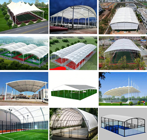 Toldo para Cancha de Tenis Deportiva con Diseño de Primera Calidad, Techo de Tela de PVC/PVDF, Estructura de Membrana de Acero Tensado - Product Image 1