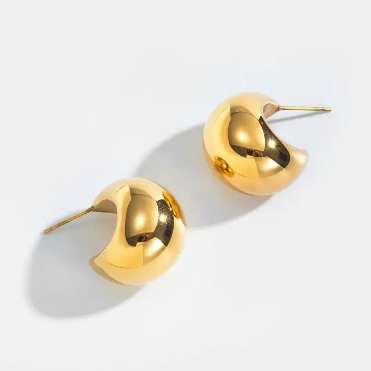 Chunky Gold Hoop Earrings for Women Lightweight Waterdrop Hollow Open Hoops Hypoallergenic Gold Plated Earrings