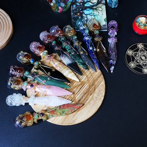 Cristal Curativo Hecho a Mano, Obsidiana Natural, Amatista, Daga Mágica, Varita Mágica, Piezas Talladas, Artículos de Brujería - Product Image 1