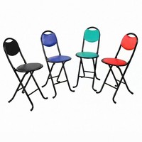 Vente en gros de chaise en acier noir empilable bon marché chaise de prière musulmane pliante tout en métal