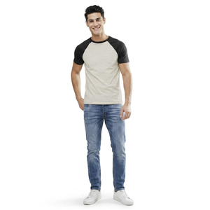 Camiseta de Manga Corta para Hombre, Cuello Redondo, Corte Regular, Informal, Transpirable, de Fibra de Algodón, con Estampado Láser, de Alta Calidad y Peso Pesado - Product Image 1