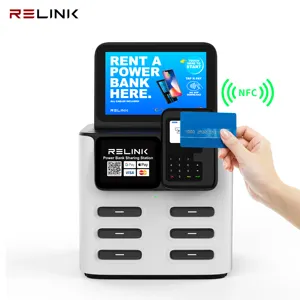 6slots Make Money Vending Machine mobile phone charger battery rental machine With 8inch Advertising Screen