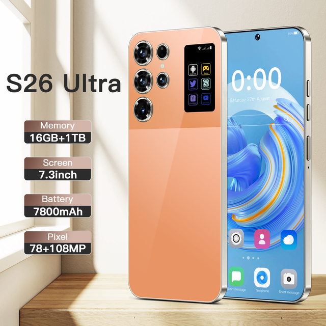 Wholesale Unlock 5G Smartphone for Motorola Moto S26ultra New Mobile Phones HD Screen 108MP Supports French Spanish CDMA LTE