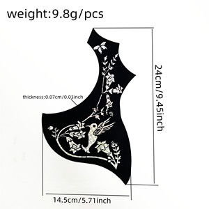 Piastra Protettiva Speciale per Chitarra Acustica Folk con Motivo Floreale Nero e Argento, Antigraffio, per Chitarre da 40-41 Pollici - Product Image 2