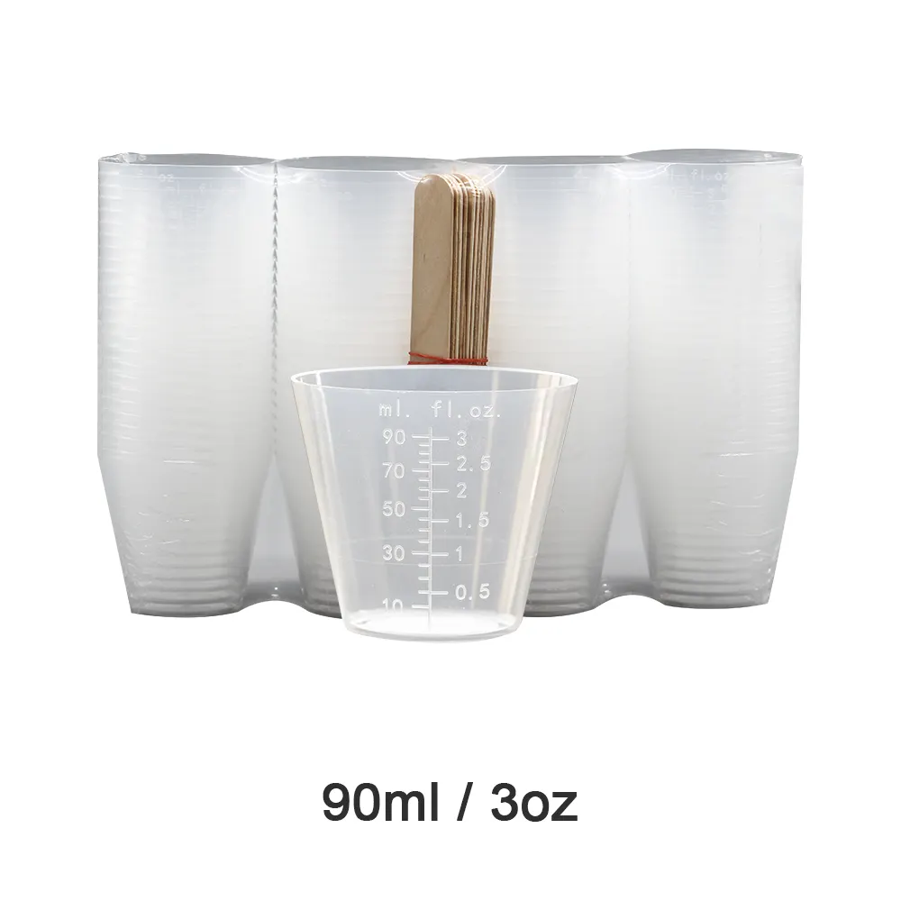 90 ml vaso medidor Tasses à mélanger jetables en résine époxy Tasse à mesurer en plastique transparent