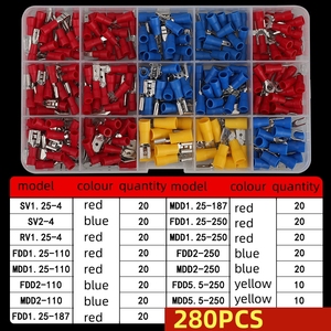 Kit de Terminales de Crimpado de 102/200/280 Piezas - Surtido de Conectores de Cobre Preaislados (Rojo/Azul/Amarillo) 22-10 AWG al por Mayor - Product Image 4