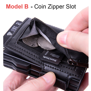 PU da kinh doanh chủ thẻ tín dụng RFID chặn ngắn Ví giản dị với khe cắm thẻ kép - Product Image 6