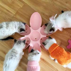 Tigela de Alimentação em Forma de Flor Multi-<span class=keywords><strong>Cat</strong></span> <span class=keywords><strong>Food</strong></span> Safety Guard, Plástico PP 7 em 1, Fácil de Limpar, para Gatinhos e Gatos Adultos - Product Image 2