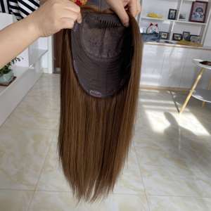 Nouvelle conception 2025, closure en soie, topper YF-2306-4 #   Mini perruque en cheveux raides russes, blonde européenne, densité 130%, pour femmes - Product Image 4