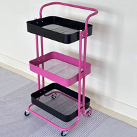 Chariot à 3 couches Laque Technique Cuisine Rangement Rack Plateau Chariots à main Chariots Support Tous Salle de bain Salon