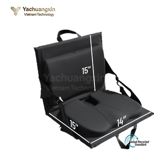 Portable Folding Chair With Backrest PU Material Black Outdoor Seat <b>Cushion</b> For Sports Venues Camping Concerts - Product Image 2
