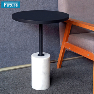 <b>Small</b> Modern Design Low Plinth Natural Stone Carrara White Marble Round Metal Top Side <b>Table</b> for Hotel <b>Coffee</b> Shop Villa Decor - Product Image 1