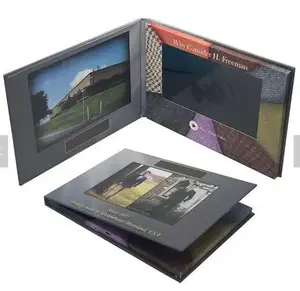 Custom Oem Odm Nieuwe Trend Pu Videokaarten Afdrukken 7 Inch Videobrochure Met Embossing Folie Stempelen A4 A5 Pu Lederen Materiaal