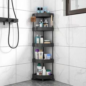 Étagère d'angle triangulaire multi-niveaux à 5 niveaux en <span class=keywords><strong>plastique</strong></span> pour <span class=keywords><strong>cuisine</strong></span> et salle de bain, organisateur sur pied pour toilettes - Product Image 2
