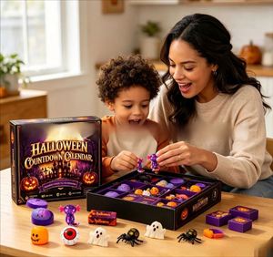 Calendario de Adviento de Halloween al por mayor, juguete blandito, caja sorpresa de 8 piezas, pelota apretable de calabaza y fantasma para niños - Product Image 4