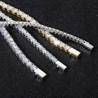 BES Collier Tennis Iced Out en Zircone Cubique 5A, 3mm-6mm, simple rangée, fermoir à ressort, Bijoux Hip Hop Bling pour Femmes et Hommes