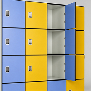 Casier électronique intelligent à 15 compartiments, armoire de rangement en métal de couleur bleu-jaune avec porte ouverte pour salle de sport, école, club - Product Image 3