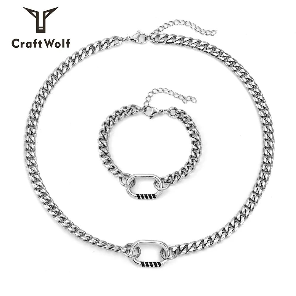 Craft Wolf factory direct original design handmade hip hop cuban chain elliptic ring splice necklace bracelet