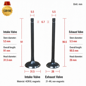 High Quality CB150 Intake and Exhaust Valves <b>for</b> CB150 4-stroke Motorcycle Engine Repair and Replacement - Product Image 1