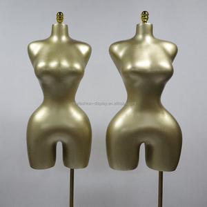 Mannequin femme Guangzhou en fibre de verre, taille M L, finition or mat, avec hanches et poitrine généreuses, demi-corps, pour vitrine - Product Image 2