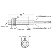 Capteur photoélectrique réfléchissant diffuse à trois fils DC PNP NO 30 mm infrarouge avec câble de 2 m et protection contre l'inversion 300 mA