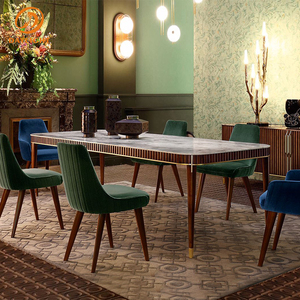 Mesa de Comedor de Estilo Moderno con Tablero de MDF y Patas de Metal, Muebles de Comedor Económicos para el Hogar - Product Image 1