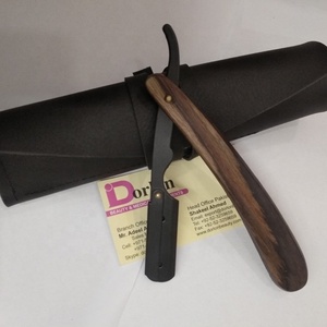 มีดโกนหนวดแบบวินเทจ พร้อมที่ใส่มีดโกนหนวดแบบตรง ใบมีดแบบปลอดภัย ซองหนังแท้สำหรับพกพาสำหรับผู้ชาย ใช้โกนหนวดและเครา - Product Image 1