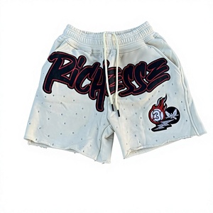 Pantalones Cortos Casuales para Hombre, Estilo Urbano, Ecológicos, con Logotipo Aplicado, Cintura con Cordón Ajustable, Talla Grande, Blancos, de Algodón - Product Image 1