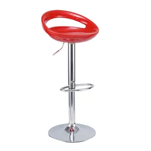 Modern Elegant Lifestyle Red Adjustable Swivel Chair Bar Stool with ABS Plastic Seat