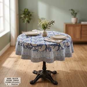 Best Quality Hand Block Printed Round <b>Table</b> <b>Cover</b> 45 Inch Linen Cotton Floral Pattern Classic Style Washable Home Use - Product Image 2