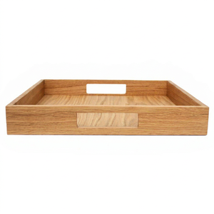 Plateau de service rectangulaire en bois d'hévéa avec poignée, pour hôtel, café, OEM, logo personnalisé, Vietnam, HORECA, fabriqué au Vietnam - Product Image 1