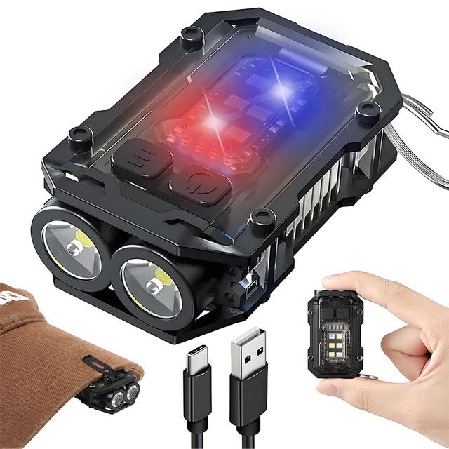 Portable Mini EDC Keychain Light Super Bright LED COB Small Pocket High Lumens Flashlights for Outdoor Emergency
