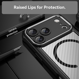 Funda Magnética para Teléfono con Textura de Fibra de Carbono para <span class=keywords><strong>iPhone</strong></span> 18 Pro Max, Carcasa Translúcida de TPU+PC a Prueba de Golpes para <span class=keywords><strong>iPhone</strong></span> 15 16 17 18 - Product Image 3