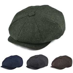 Casquette Gavroche Rétro en Laine pour Homme – <span class=keywords><strong>Béret</strong></span> Décontracté Tendance pour l'Extérieur – Chapeau Gavroche Uni à 8 Panneaux en Chevrons pour Homme – ODM/OEM - Product Image 1