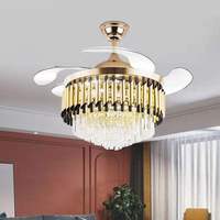 Lustre Cristal Moderne avec Ventilateur 42 Pouces, Plafonnier Ventilateur avec Télécommande et Lumières LED