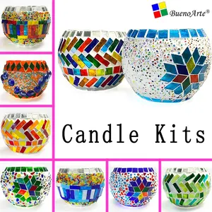 Kit de kits de velas mosaico artesanal, faça você mesmo, pacote de material prático, personalidade, presente criativo, arte e artesanato, mesa de barra