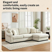 Canapé modulaire convertible en tissu écologique moderne avec assise profonde et accoudoirs, design en forme de L pour salon