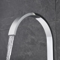 Robinet de baignoire autoportant de luxe contemporain, finition chrome doré, en laiton, avec cartouche céramique, à commande douce, le plus vendu